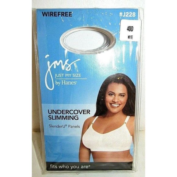 JUST MY SIZE Undercover Slimming Wirefree Bra #J228 White Single Pack NEW NWT - Picture 1 of 2